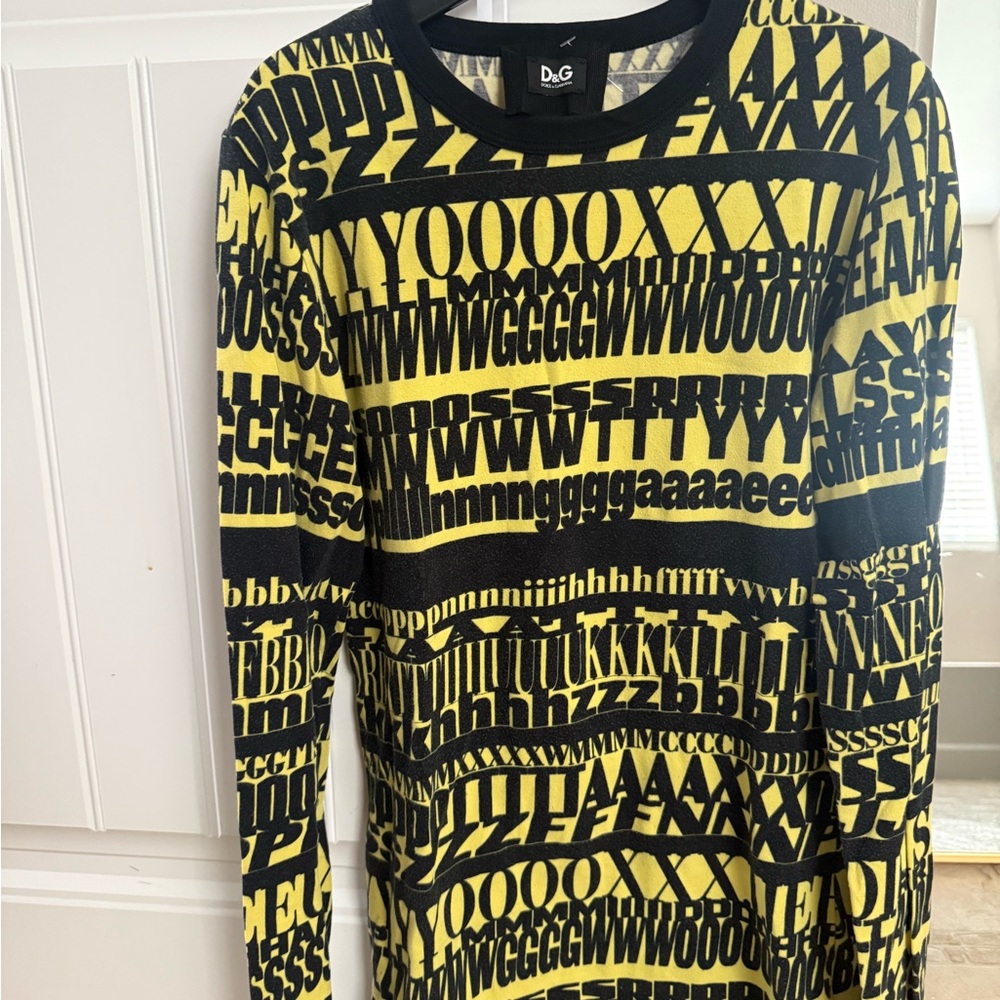 Dolce & Gabbana Yellow and Black Lettered Top